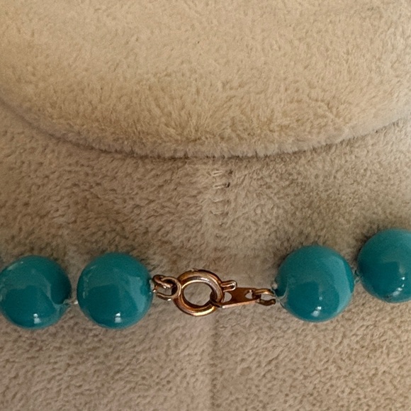Vintage Style Turquoise Color Beaded Necklace Graduated Beads 28" - Picture 3 of 5
